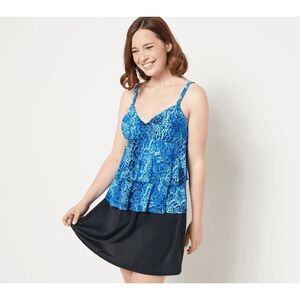 DreamShaper by Miraclesuit Rylee V-Neck Skort Swimsuit blue SZ 12 NEW